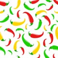 Simple flat style red chili pepper illustration. Vector seamless pattern Royalty Free Stock Photo