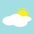 Simple flat sun behind cloud illustration Royalty Free Stock Photo