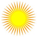 Simple flat sun clip-art, sun icon with edgy corona