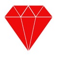 Diamond Icon Vector. Simple flat symbol. Perfect Red pictogram illustration on white background.