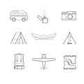 Simple flat tourist icons