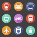 Simple flat transport icons set with long shadows Royalty Free Stock Photo