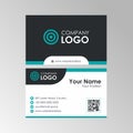 Simple Flat Turquoise Business Card Design Template Vector