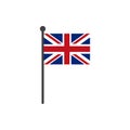 Simple flat uk or united kingdom flag vector illustration with flagpole isolated on white background Royalty Free Stock Photo