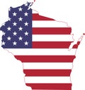 US flag map of Wisconsin, USA