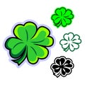 Simple flat vector clipart of four-leafed clover