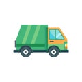 Flat vector illustration of a delivery truck with green cargo container and yellow cab Royalty Free Stock Photo