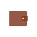 Simple flat wallet icon closed with gold button. Vector illustration isolated on white background