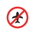 simple flight canceled icon with red ban Royalty Free Stock Photo