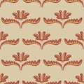 Simple floral brown damask seamless vector pattern