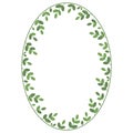 Simple floral frame. Oval border. Design element for greeting card, wedding, birthday invitation, easter design. Vector