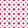 Simple vector minimalist floral geometric seamless pattern. Red and white color Royalty Free Stock Photo