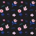 Simple floral pattern, springtime modern ornament, seamless vector pattern made of decorative handdrawn tulips and