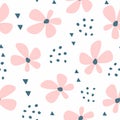 Simple floral seamless pattern. Cute girly print. Royalty Free Stock Photo
