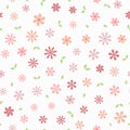 Simple floral seamless pattern. Repeated flowers and leaves. Royalty Free Stock Photo