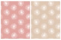 Simple Floral Seamless Vector Patterns Set. Pink and Gold Floral Print. Royalty Free Stock Photo