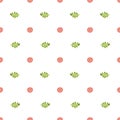 Simple floral summer seamless pattern Green leaves pink flowers on white background Summer light textile Royalty Free Stock Photo