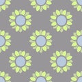 Simple Floral Vector Repeat Seamless Pattern In Pale Green, Blue And Grey Royalty Free Stock Photo