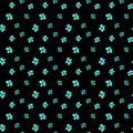 Many different brightness small luminescence turquoise forget-me-flower on black background