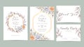 Simple floral wedding invitation template set of watercolor flowers Royalty Free Stock Photo