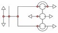 A simple flowchart or process diagram vector with nodes, vector design Generative AI Royalty Free Stock Photo