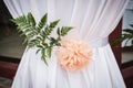 Simple flower arrangement decoration detail at wedding ceremony