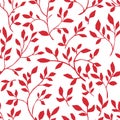 Simple flower branches with leaves seamless print