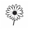 Minimalistic Daisy Silhouette Vector On White Background