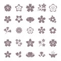 Simple flower, floral graphic vector icons set