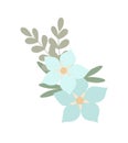 Simple flowers pastel-colored floral arrangement in flat style vector illustration, symbol of spring, cozy home, Easter holidays c Royalty Free Stock Photo