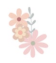 Simple flowers pastel-colored floral arrangement in flat style vector illustration, symbol of spring, cozy home, Easter holidays c Royalty Free Stock Photo