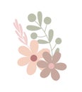 Simple flowers pastel-colored floral arrangement in flat style vector illustration, symbol of spring, cozy home Royalty Free Stock Photo