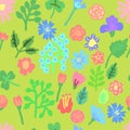 Simple flowers seamlessn pattern. Vector illustration. Royalty Free Stock Photo