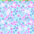 Simple flowers seamlessn pattern. Vector illustration. Royalty Free Stock Photo