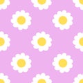 Simple flowers vector border cute daisy pattern pastel background seamless floral decorative design Royalty Free Stock Photo