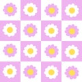 Simple flowers vector border cute daisy pattern pastel background seamless floral decorative design Royalty Free Stock Photo