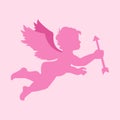 Simple Flying Cupid Silhouette Vector Illustration Graphic