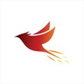 Simple flying phoenix bird animal logo design idea