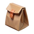 Classic brown paper lunch bag with leather strap closure Royalty Free Stock Photo