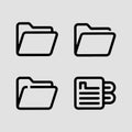 Simple folder and document outline icons set for user interface and web design Royalty Free Stock Photo