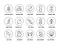 Simple food allergen icon set. Vector Illustration