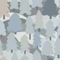 Simple forest tree seamless pattern. Doodle forest landscape background