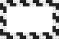Simple frame composed of two rows of black and white toy blocks. Black and white brick banner. Abstract vector background