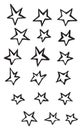 Simple free-form five point stars vector drawing illustrations