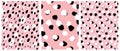 Simple Freehand Spots Seamless Vector Patterns. Grunge Irregular Geometric Repeatable Print.