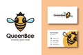 Simple and fun queen bee logo icon vector and business card Royalty Free Stock Photo