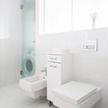 Simple and functional bathroom with window Royalty Free Stock Photo
