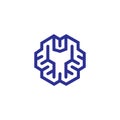 Simple futuristic and geometric brain logo template