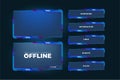 Simple gaming screen panel and overlay design with offline screen vector. Live streaming overlay and broadcast border design with
