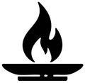 Simple Gas Burner Flame Icon, Black and White Fire Symbol Illustration Royalty Free Stock Photo